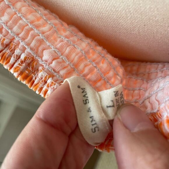 Sim & Sam Nordstrom Orange Gingham Micro Check Bare Midriff Midi Dress L - Picture 6 of 8